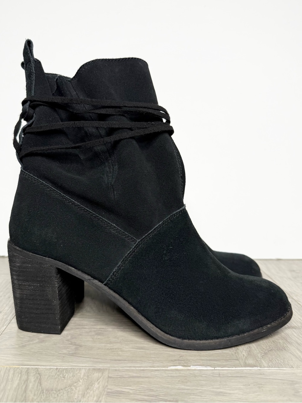 Toms Black Suede Heeled Boot 11